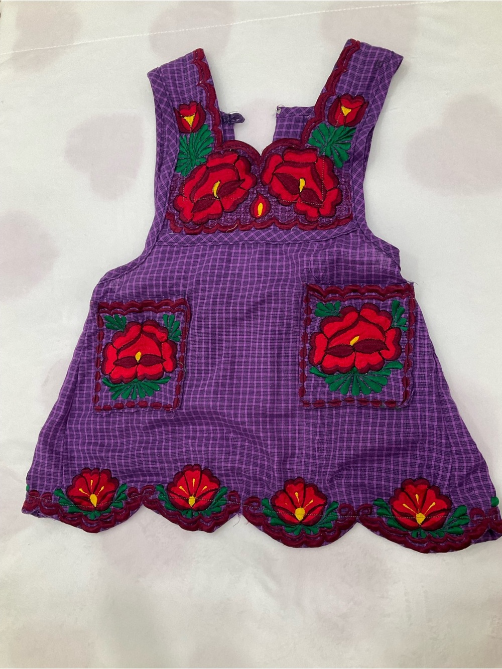 Purple Embroidered Floral Pinafore Dress - Picture 3 of 4